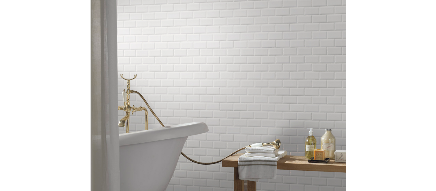 BRIGHT WHITE SUBWAY TILE 2X4 BEVELED