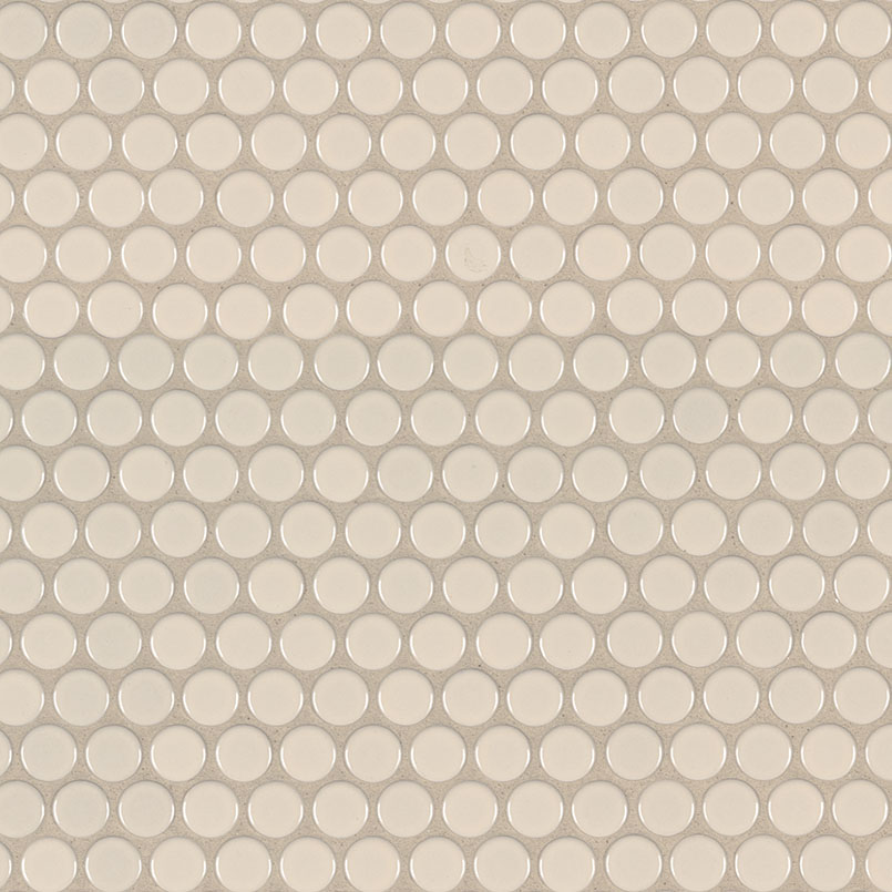 ALMOND GLOSSY PENNY ROUND MOSAIC